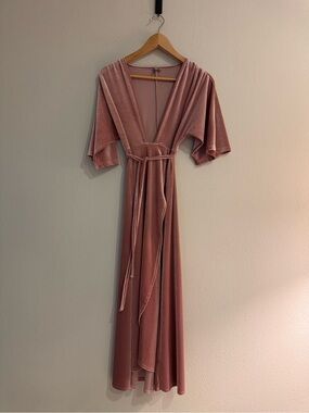 ASOS Dusty Rose Velvet Asymmetrical Wrap Dress